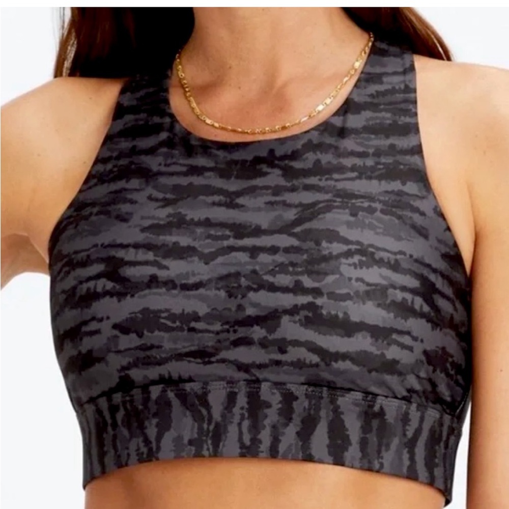 NWT Fabletics No Bounce High Impact Sports Bra - Size 2X - Pewter Tigress black